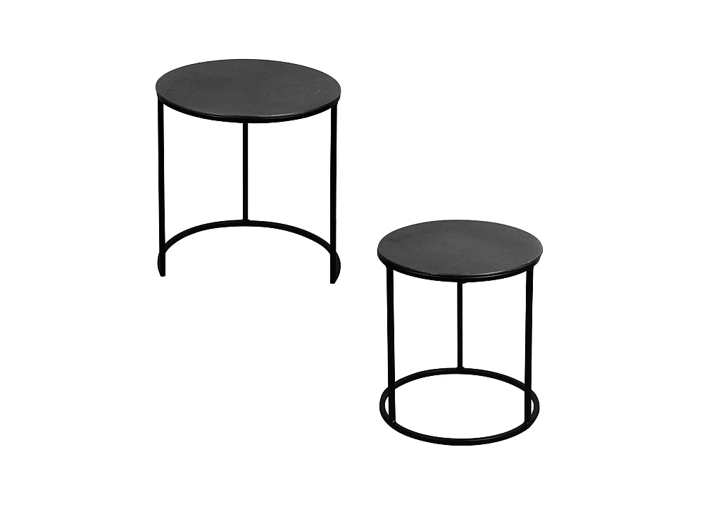 Set de 2 bouts de canapés ronds noirs 41 et 39 cm