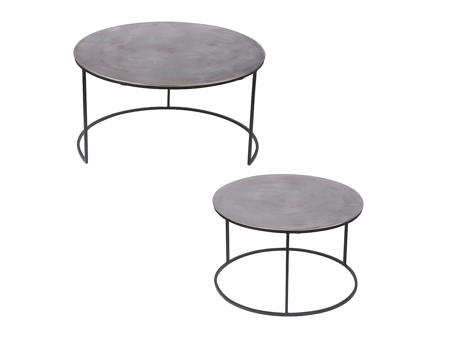 Set de 2 tables en nickel diamètre 61 et 76 cm