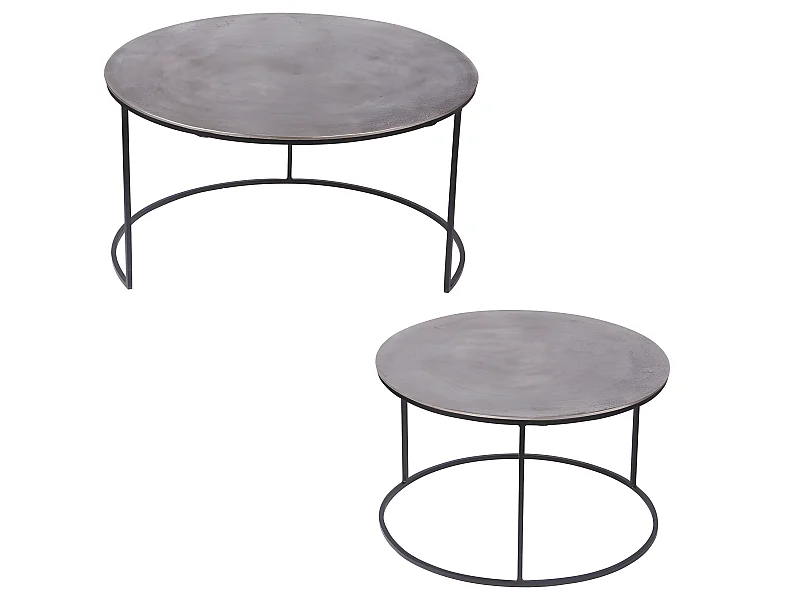 Set de 2 tables en nickel diamètre 61 et 76 cm