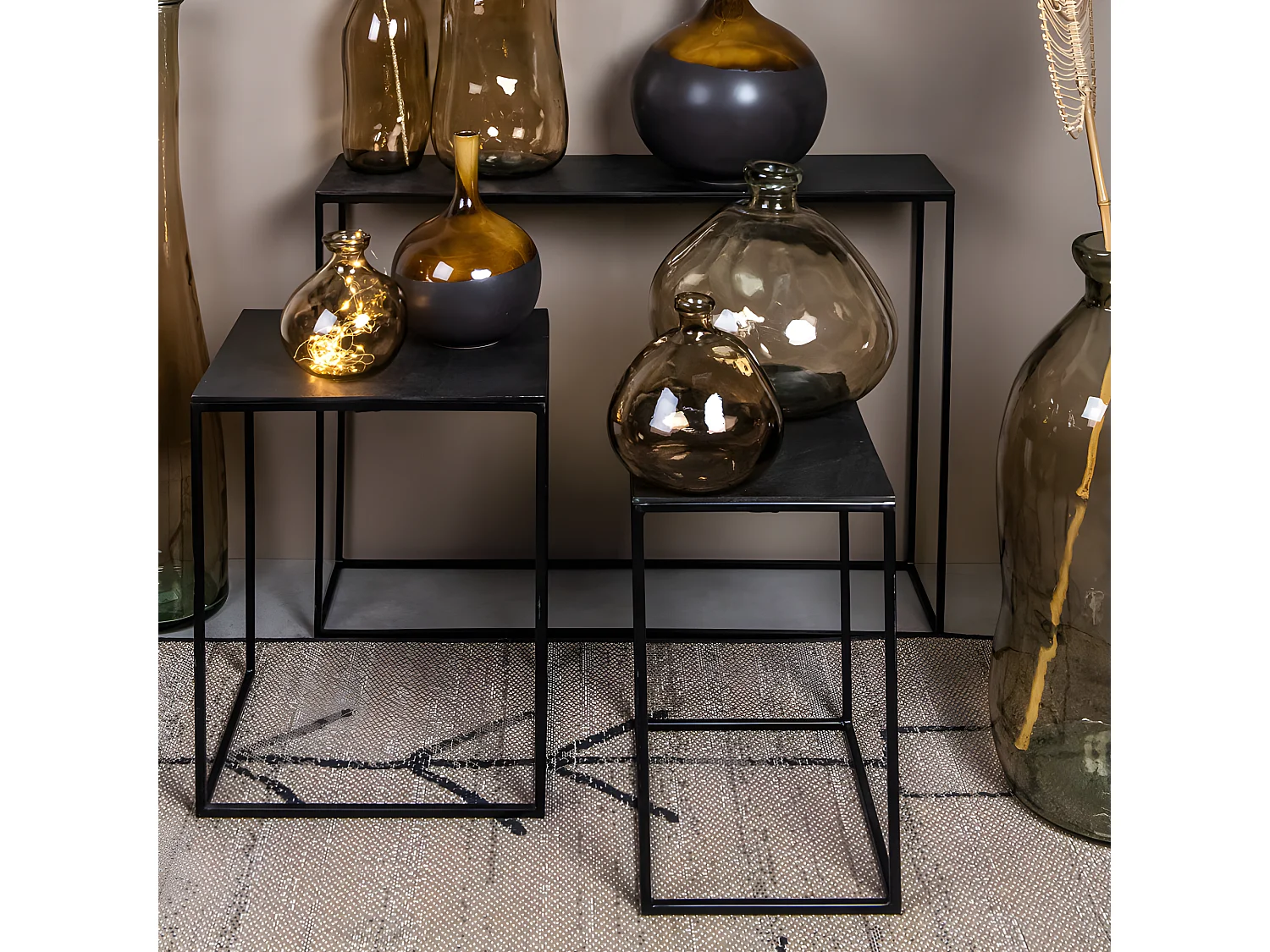 Set de 2 bouts de canapés rectangulaire noir