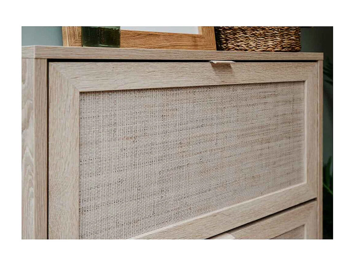 Ladekast Bali 03A sonoma eikenkleurig en rietprint