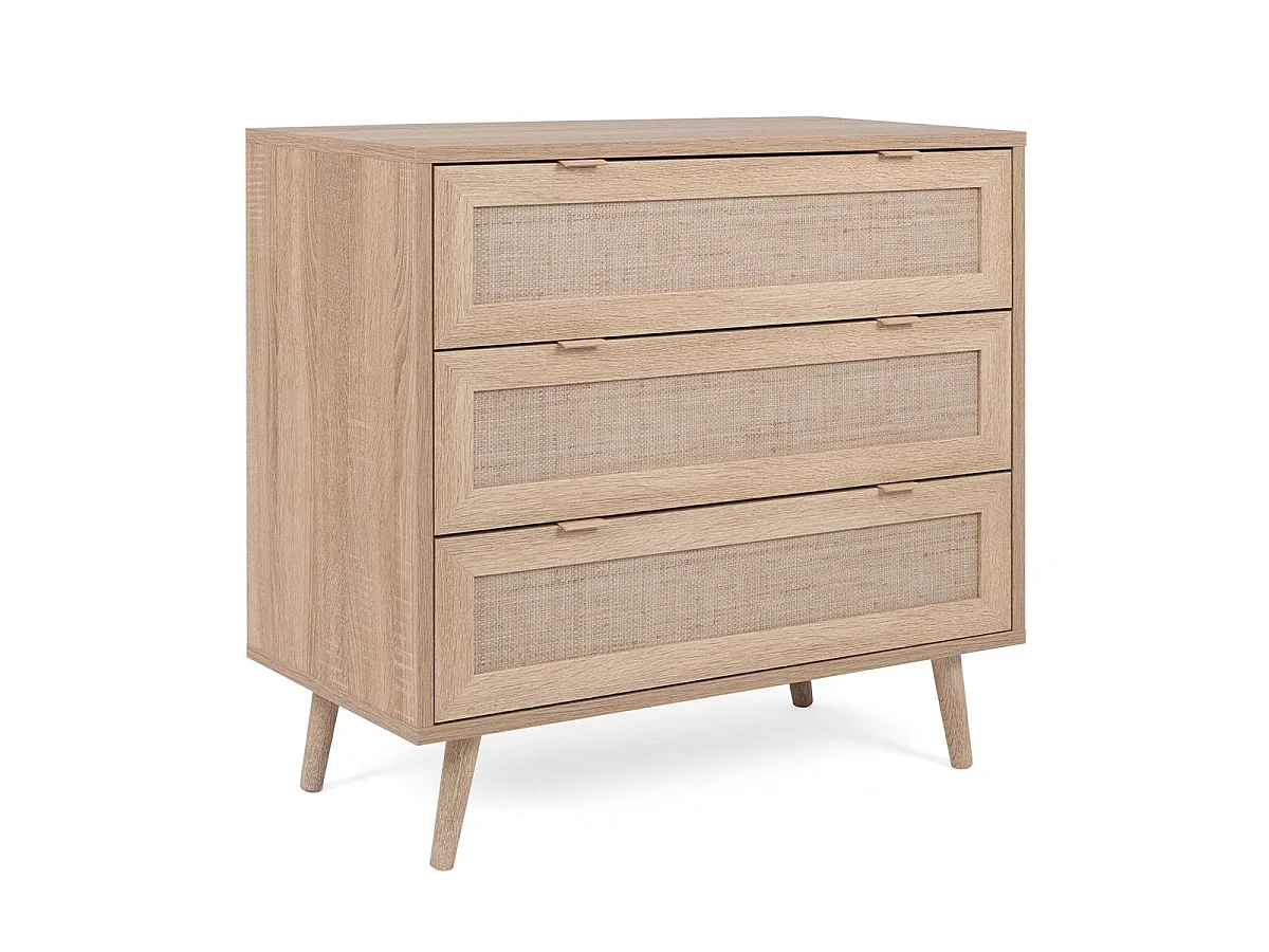 Commode 3 Tiroirs L80 cm - Impression Rotin - BALI