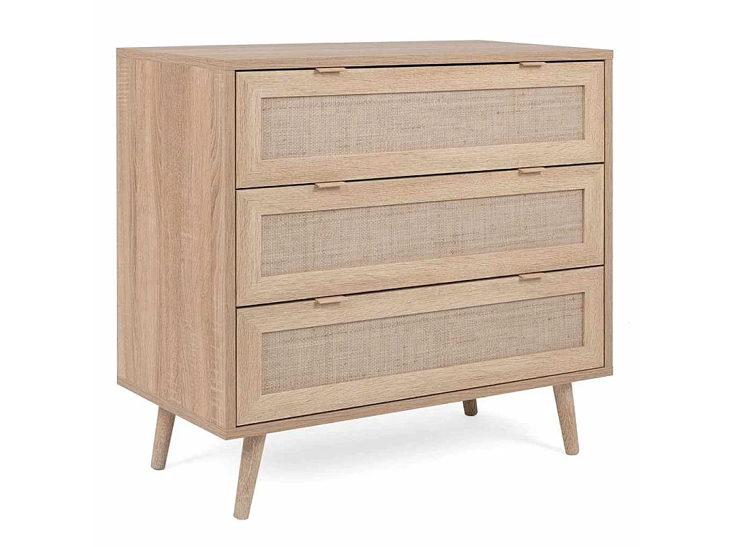 Commode 3 Tiroirs L80 cm - Impression Rotin - BALI