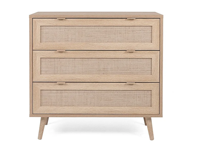 Commode 3 Tiroirs L80 cm - Impression Rotin - BALI