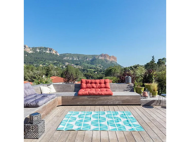 Tapis d'extérieur réversible GALAPAGOS Bleu  180x90cm