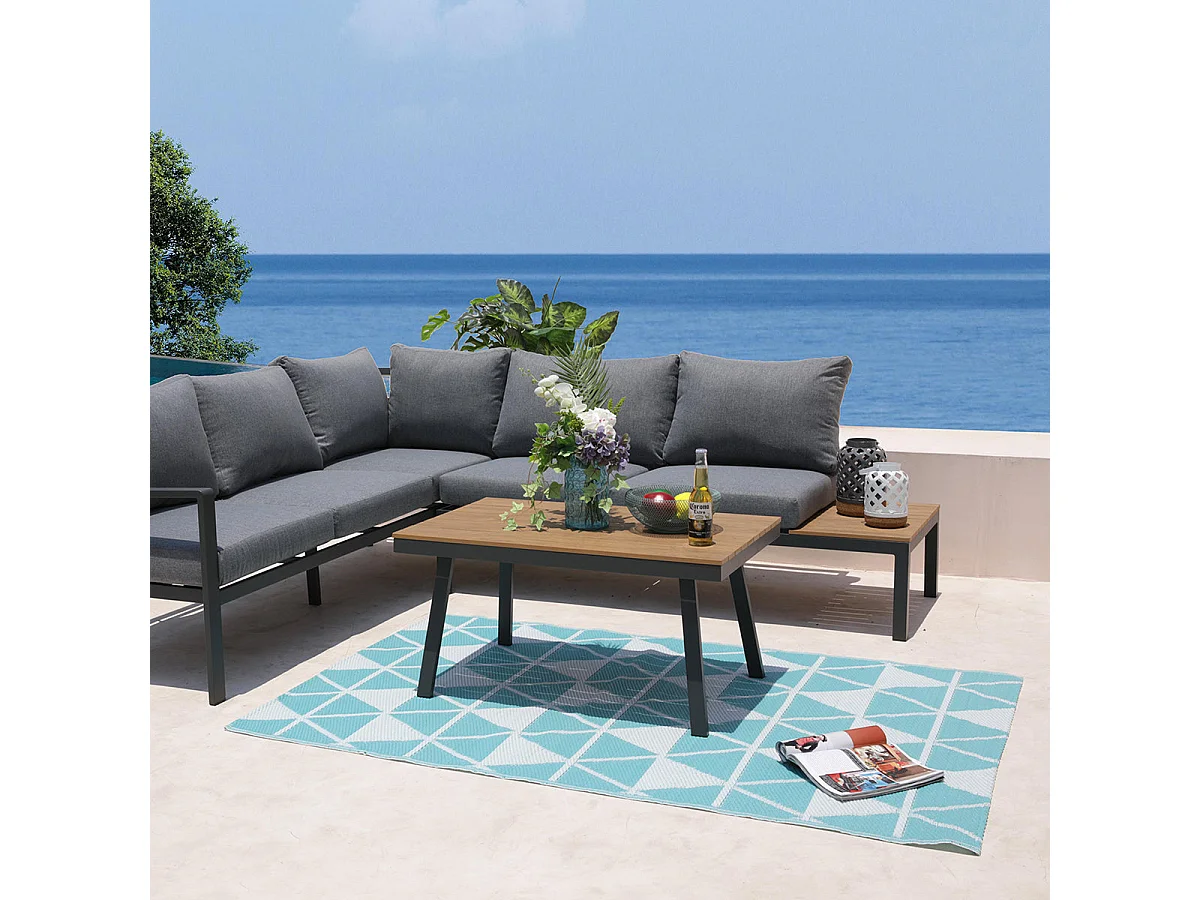 Tapis d'extérieur réversible GALAPAGOS Bleu  180x90cm