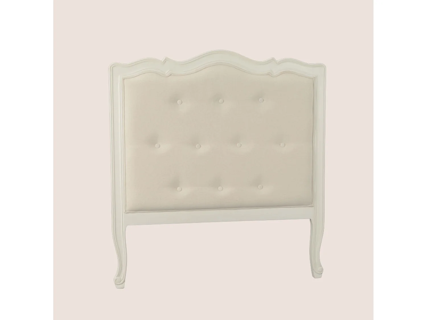 Tête de lit pour lit 90 cm en acajou blanc cassé et tissu capitonné Murano