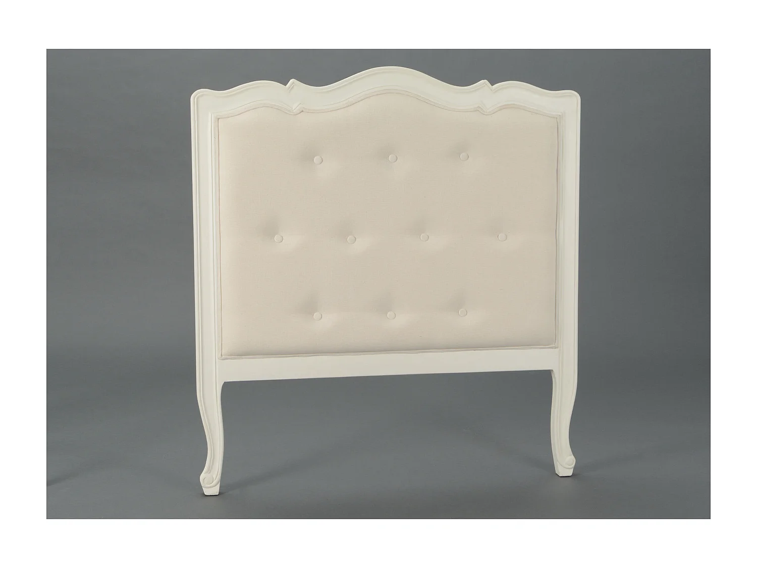 Tête de lit pour lit 90 cm en acajou blanc cassé et tissu capitonné Murano