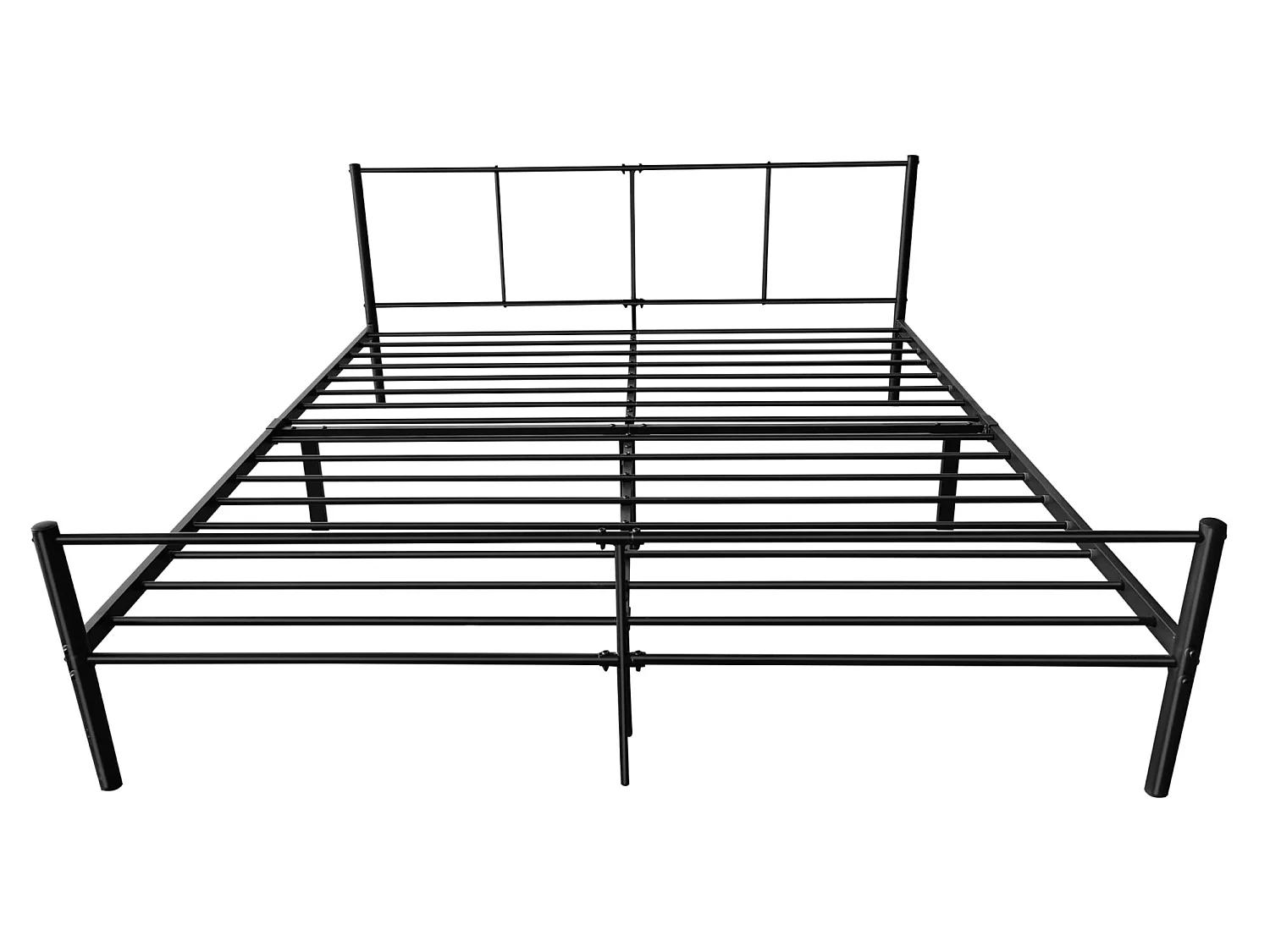 Cadre de Lit Double en Métal Laos 180 x 200 cm Noir Mat [en.casa]