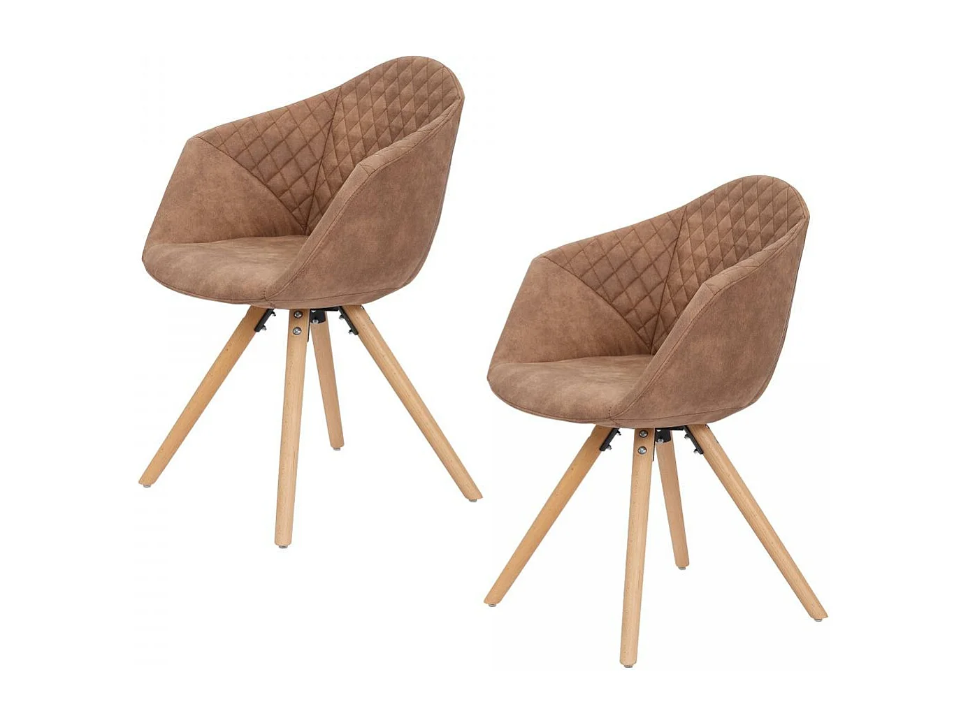 Fauteuil semi artisanal LOT DE 2 APA 55x59x82 brun