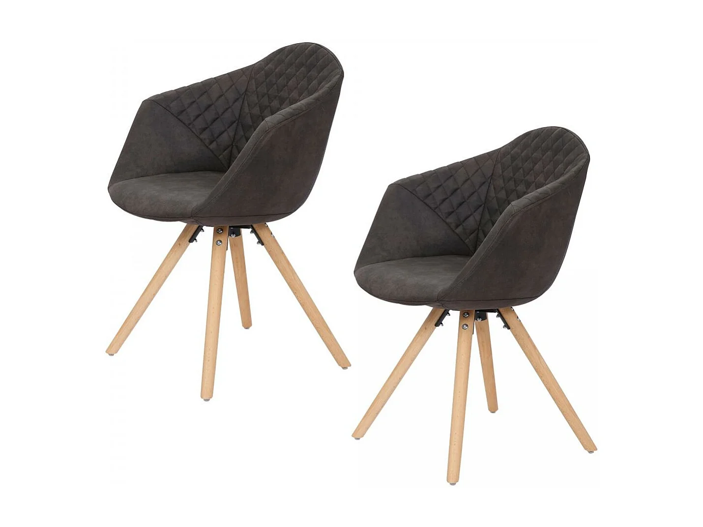 Fauteuil semi artisanal LOT DE 2 APA 55x59x82 noir et marron