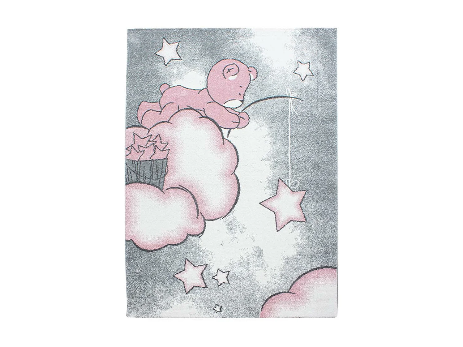 Tapis enfant 160x230 rectangle tissé rose et gris KID SKY