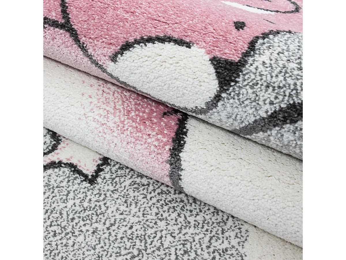 Tapis enfant 160x230 rectangle tissé rose et gris KID SKY