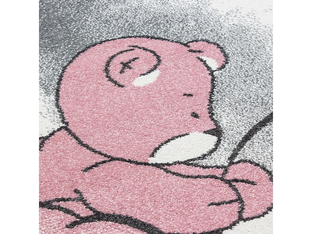 Tapis enfant 160x230 rectangle tissé rose et gris KID SKY