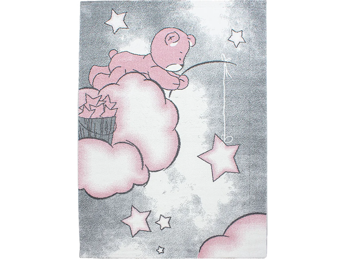Tapis enfant 160x230 rectangle tissé rose et gris KID SKY