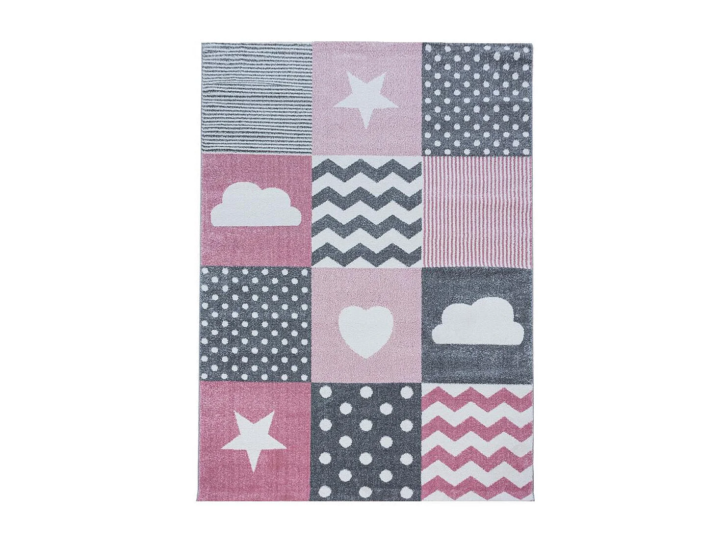 Tapis enfant 160x230 rectangle tissé rose et gris KID HEART