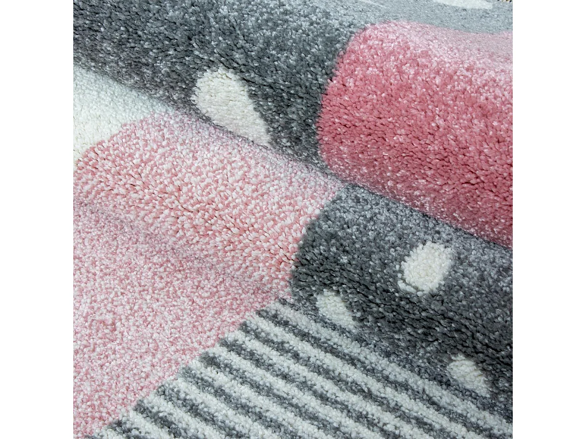 Tapis enfant 160x230 rectangle tissé rose et gris KID HEART