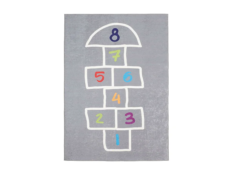 Tapis enfant 80x150 Lavable 30° IMPNUM 22 gris et blanc