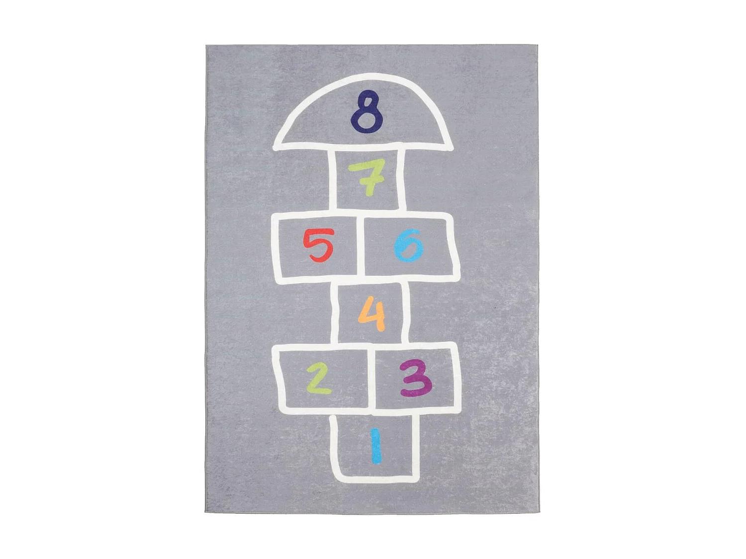 Tapis enfant 80x150 Lavable 30° IMPNUM 22 gris et blanc