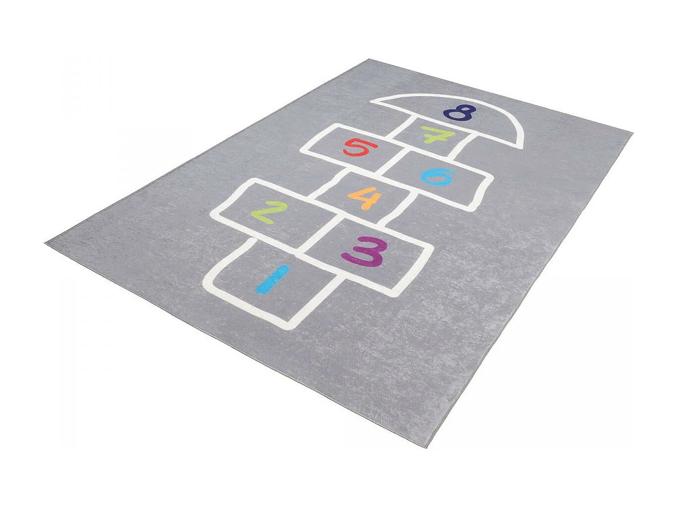 Tapis enfant 80x150 Lavable 30° IMPNUM 22 gris et blanc