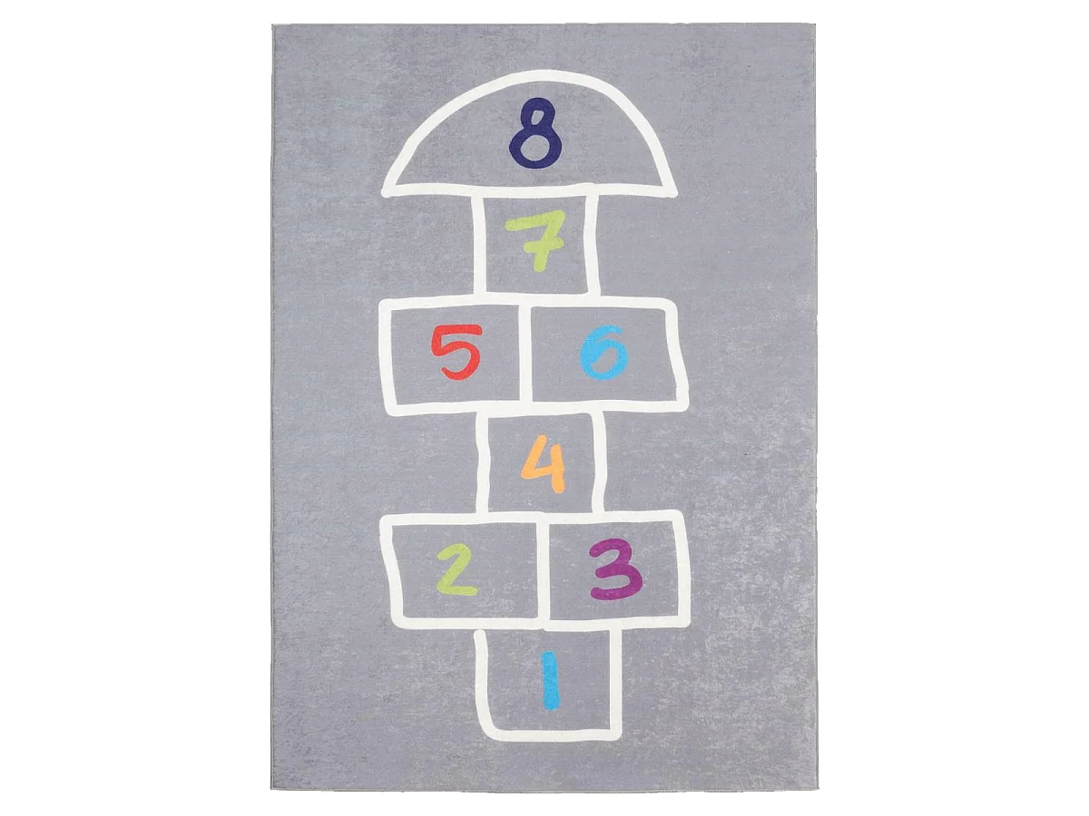 Tapis enfant 80x150 Lavable 30° IMPNUM 22 gris et blanc