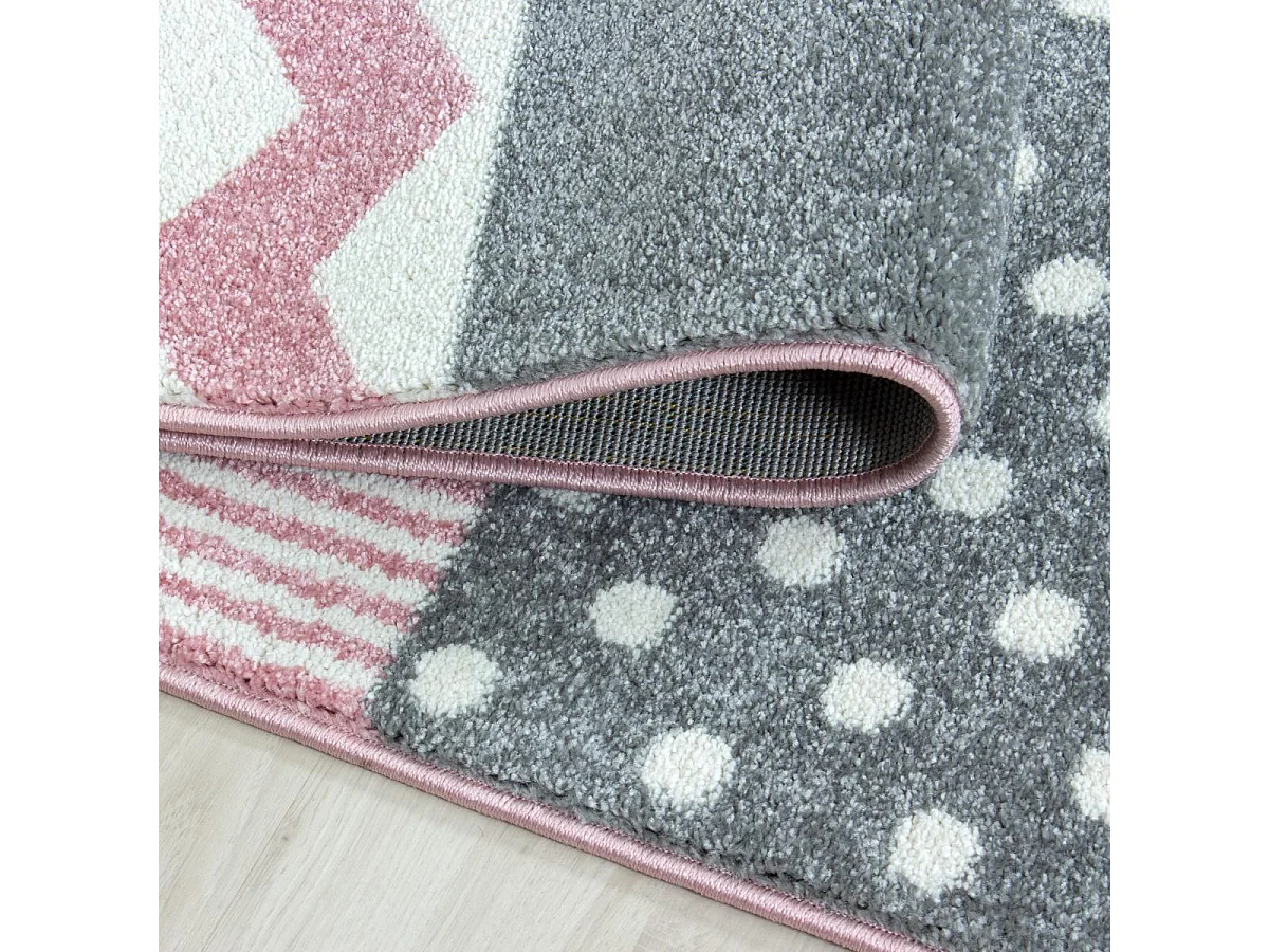 Tapis enfant 120x170 rectangle tissé rose et gris KID HEART