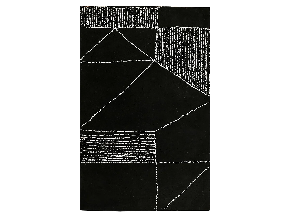 tappeto da soggiorno 200x290 realizzato a mano motivo geometrico rettangolo bianco e nero