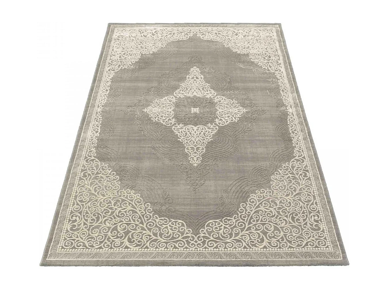 Tappeto orientale 80x150 rettangolo grigio e beige intrecciato motivo etnico MEDAROND