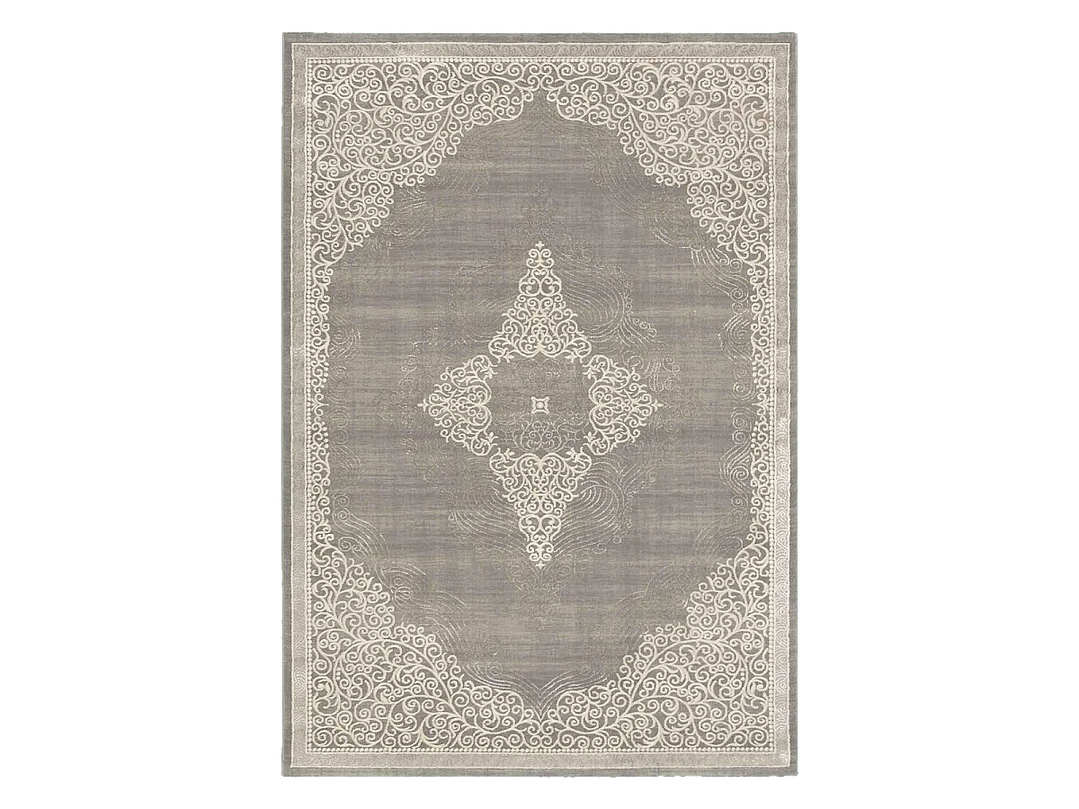 Tappeto orientale 80x150 rettangolo grigio e beige intrecciato motivo etnico MEDAROND