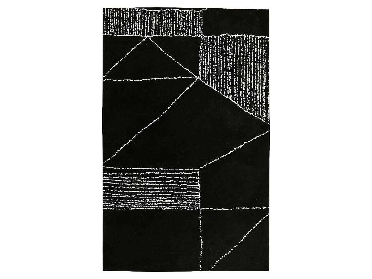 tappeto per camera da letto 160x230 realizzato a mano motivo geometrico rettangolo bianco e nero