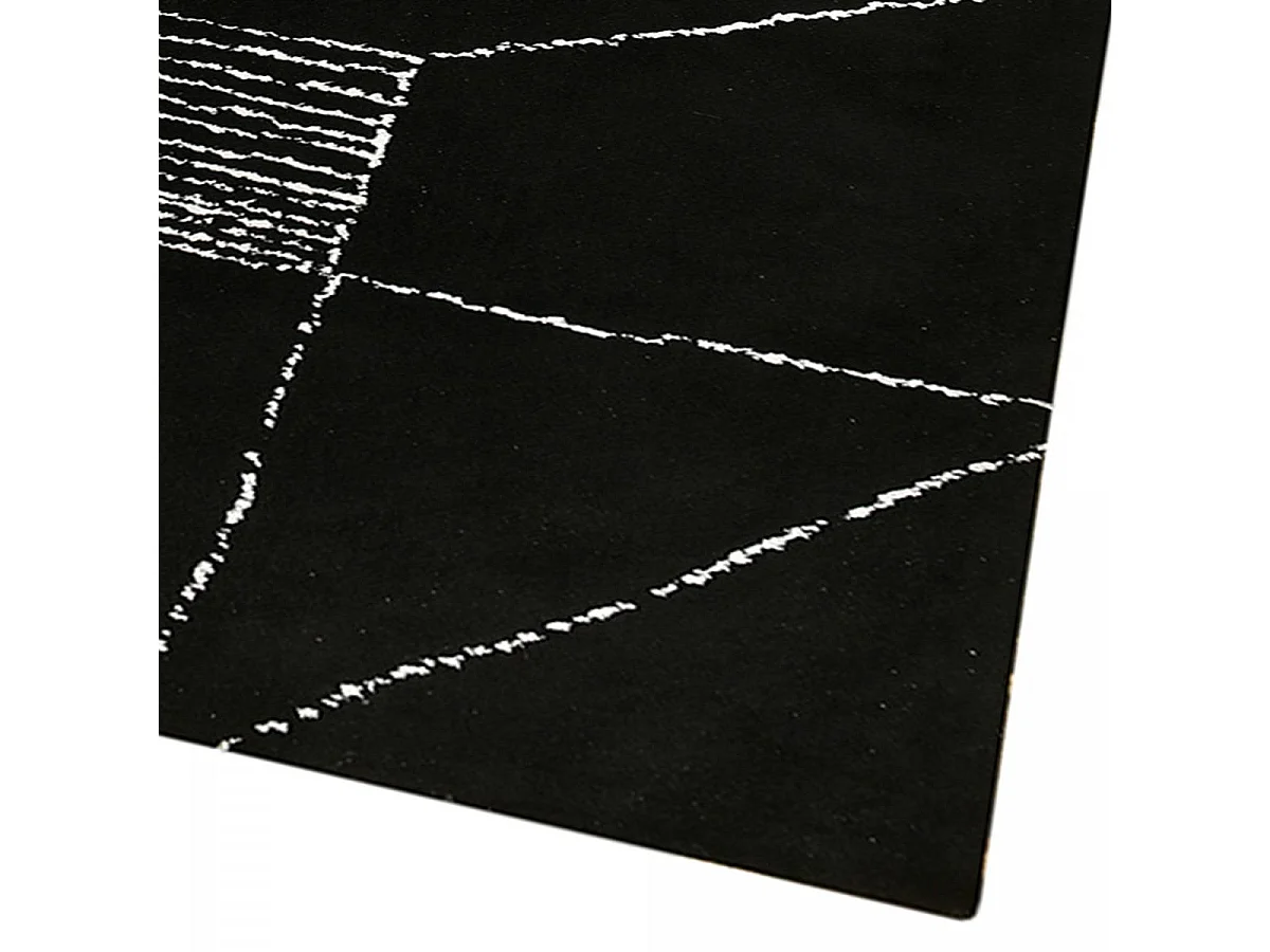 tappeto da ingresso 120x170 realizzato a mano motivo geometrico rettangolo bianco e nero