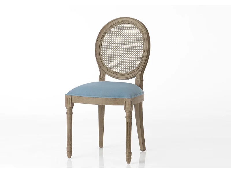 Chaise bleu foncé en acajou Médaillon