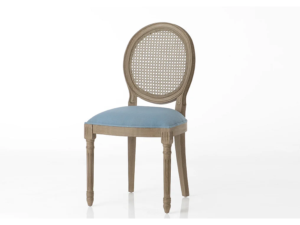 Chaise bleu foncé en acajou Médaillon