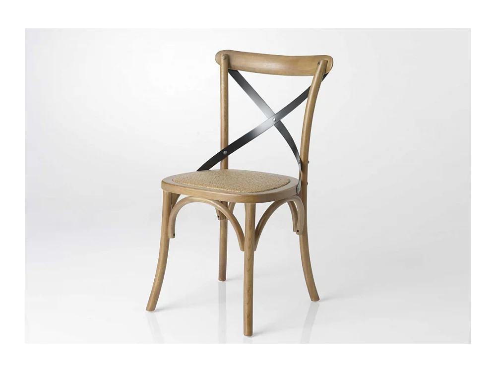 Chaise croisillon métal naturel (lot de 2)