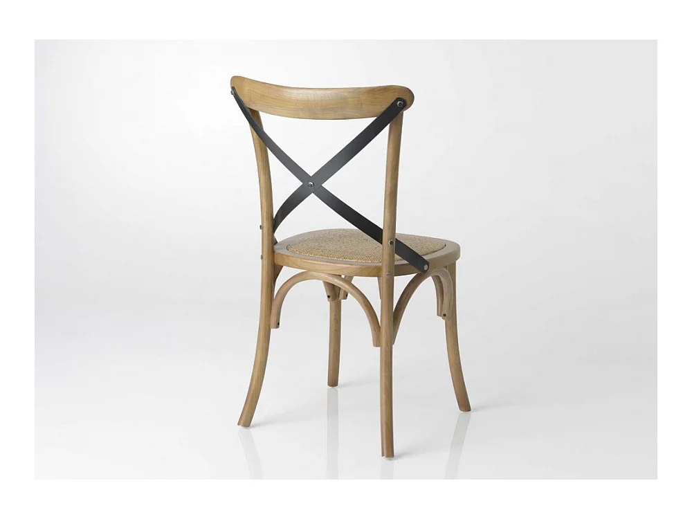 Chaise croisillon métal naturel (lot de 2)