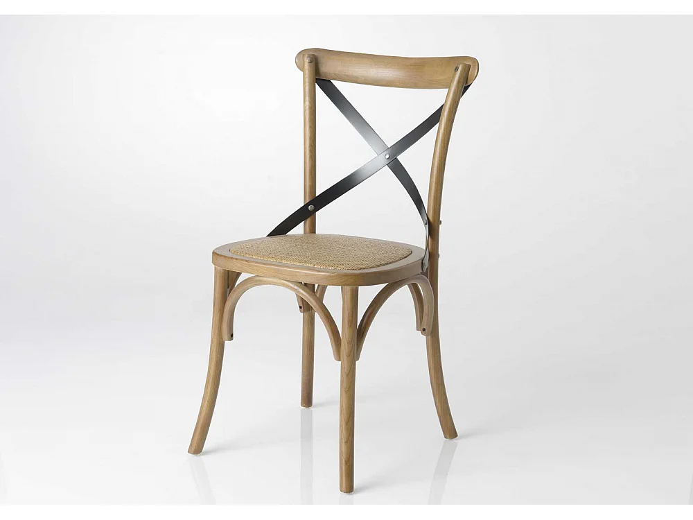 Chaise croisillon métal naturel (lot de 2)