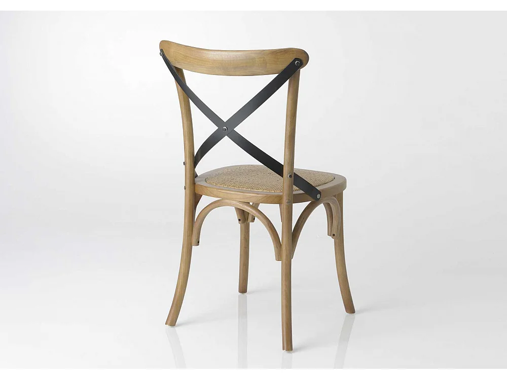 Chaise croisillon métal naturel (lot de 2)