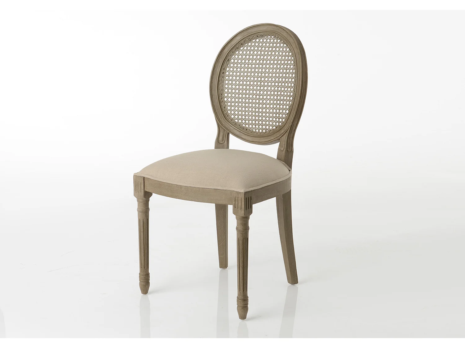 Chaise taupe en acajou Médaillon