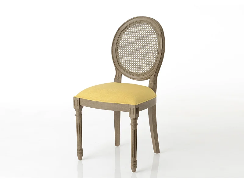 Chaise moutarde en acajou Médaillon