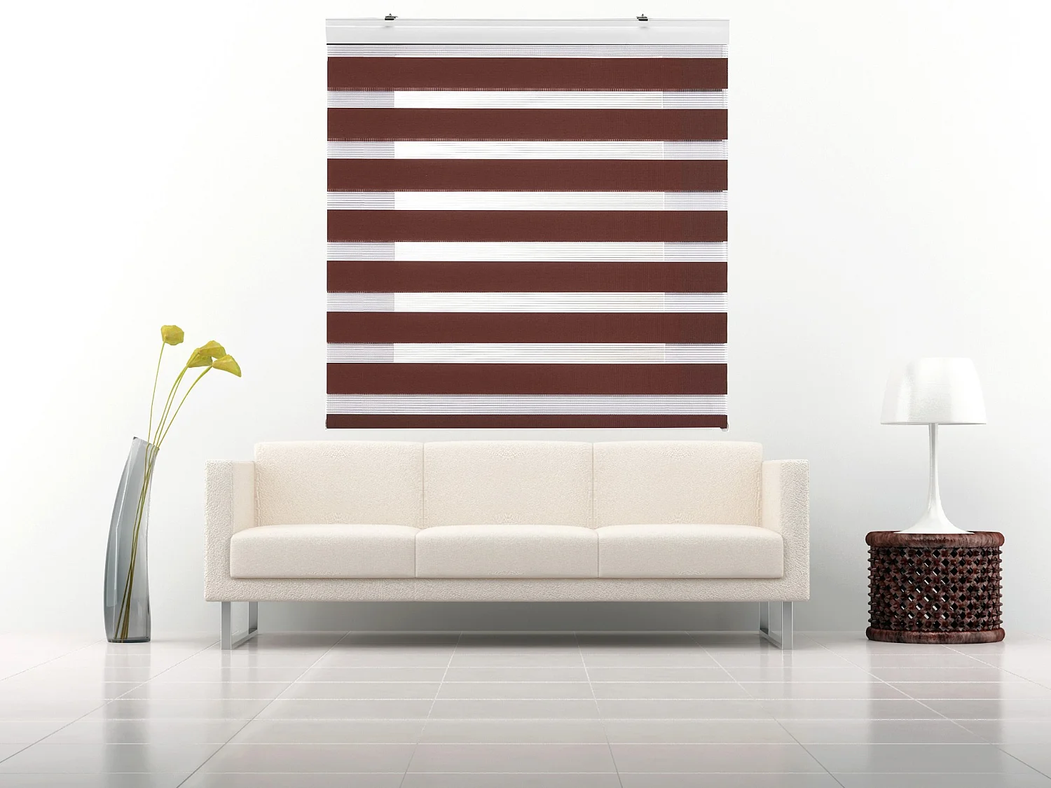 ESTORALIS | Estor Enrollable NOCHE y DIA | 170 x 180 cm (Ancho por Alto) Tamaño de Tela 167 x 175 cm | Modelo SANSA Color Marron