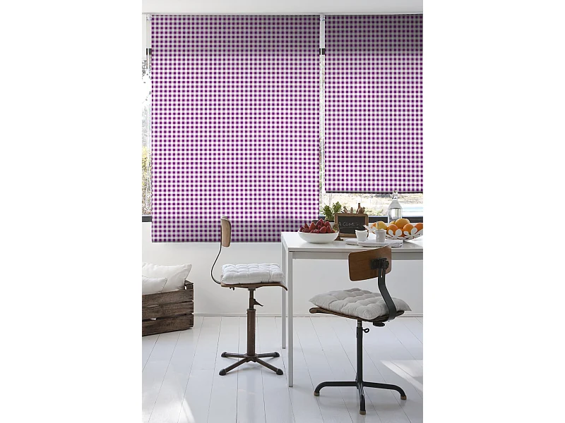 ESTORALIS | Estores Personalizados de COCINA | 160 x 180 cm (Ancho por Alto) Tamaño de Tela 157 x 175 cm | Modelo Vichy-2 Color Violeta