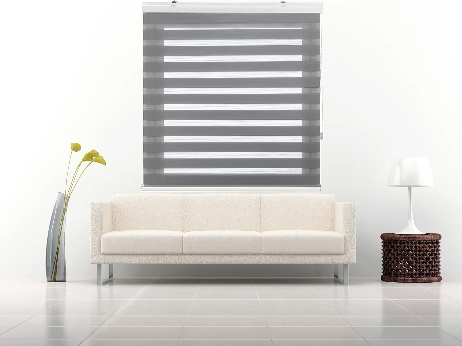 ESTORALIS | Estor Enrollable NOCHE y DIA | 170 x 255 cm (Ancho por Alto) Tamaño de Tela 167 x 250 cm | Modelo SANSA Color Gris