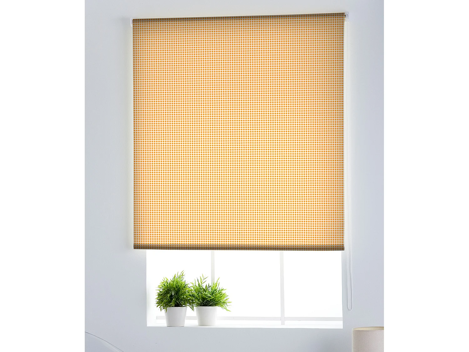 ESTORALIS | Estores Personalizados de COCINA | 110 x 180 cm (Ancho por Alto) Tamaño de Tela 107 x 175 cm | Modelo Vichy-1 Color Amarillo