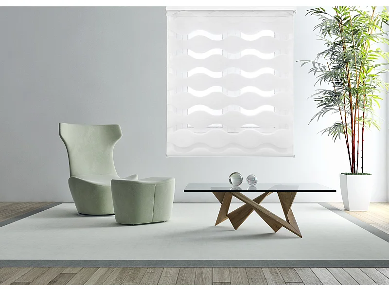 ESTORALIS | Estor Enrollable NOCHE y DIA | 105 x 180 cm (Ancho por Alto) Tamaño de Tela 102 x 175 cm | Modelo JEOR Color Blanco