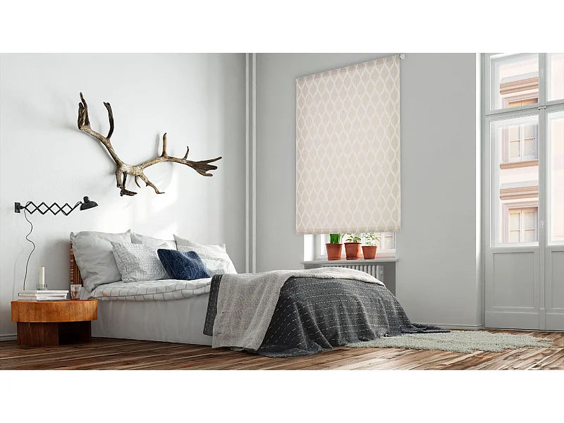 ESTORALIS | Estor Enrollable Translúcido de Visillo | 110 x 255 cm (Ancho por Alto) Tamaño de Tela 107 x 250 cm | Modelo DAVOS Color Beige