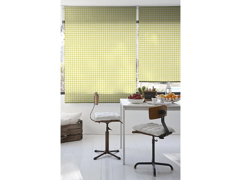 ESTORALIS | Estores Personalizados de COCINA | 120 x 180 cm (Ancho por Alto) Tamaño de Tela 117 x 175 cm | Modelo Vichy-2 Color Amarillo