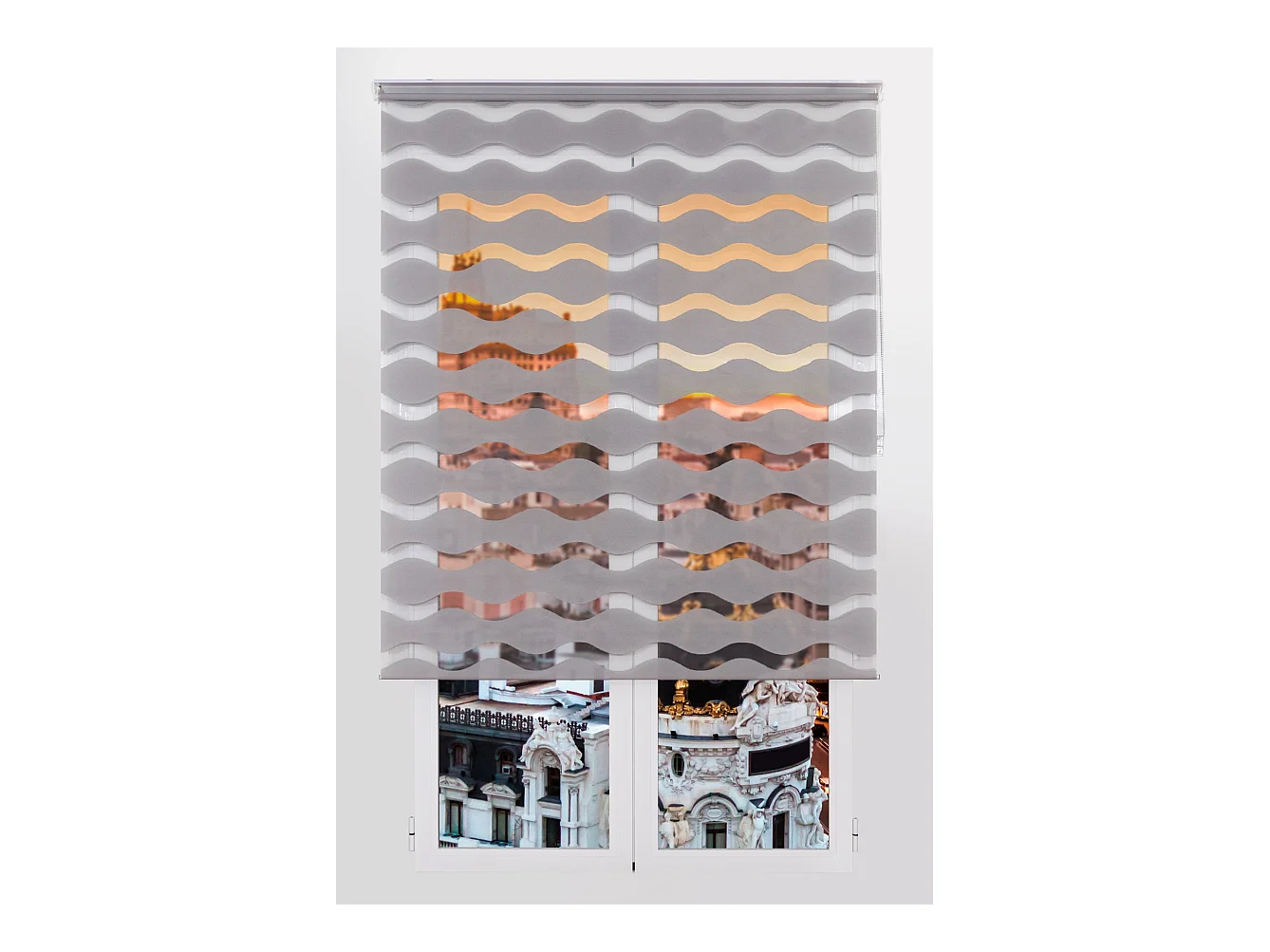 ESTORALIS | Estor Enrollable NOCHE y DIA | 145 x 180 cm (Ancho por Alto) Tamaño de Tela 142 x 175 cm | Modelo JEOR Color Gris