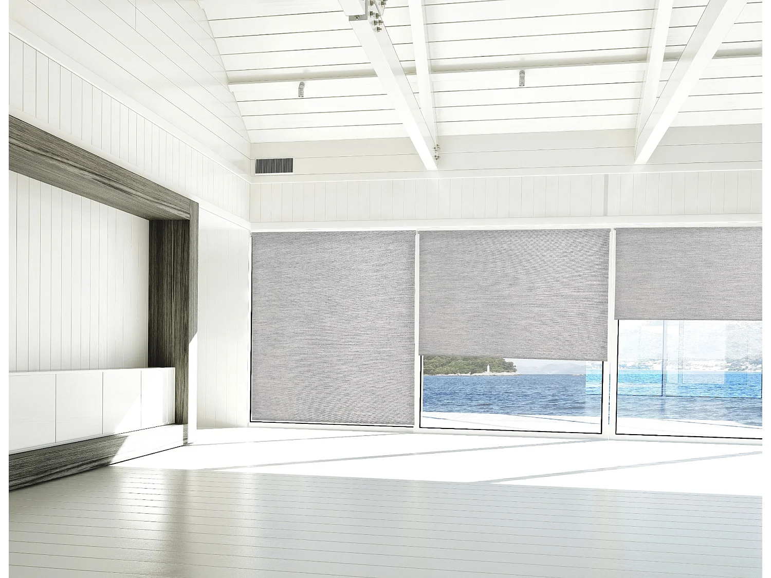 ESTORALIS | Estores Enrollables Translúcidos Easyfix  | 55 x 180 cm (Ancho por Alto) Tamaño de Tela 52 x 180 cm | Modelo BRAN Color Gris Claro