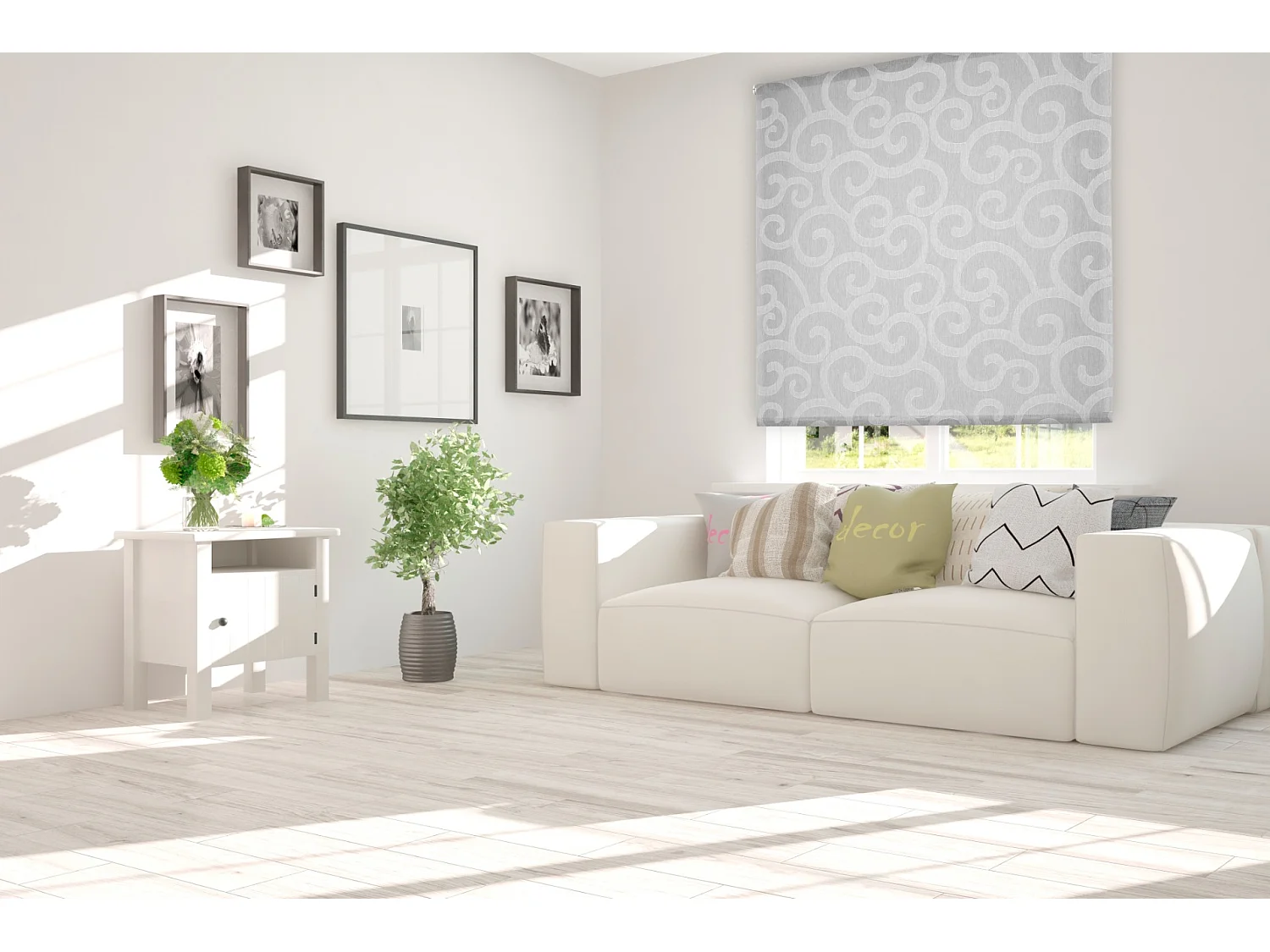 ESTORALIS | Estor Enrollable Translúcido de Visillo | 110 x 255 cm (Ancho por Alto) Tamaño de Tela 107 x 250 cm | Modelo ORNELLA Color Gris