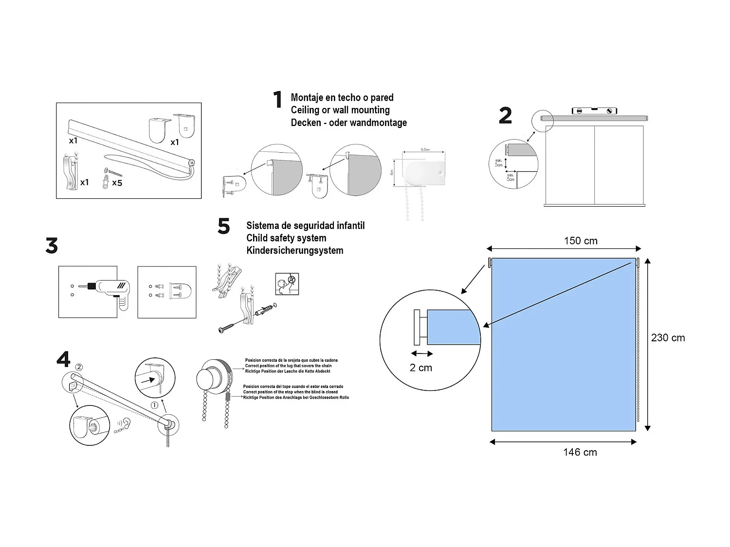 ESTORALIS | Estores Enrollables Opaco | 150 x 235 cm (Ancho por Alto) Tamaño de Tela 147 x 230 cm | Modelo DRACARYS Color Malva